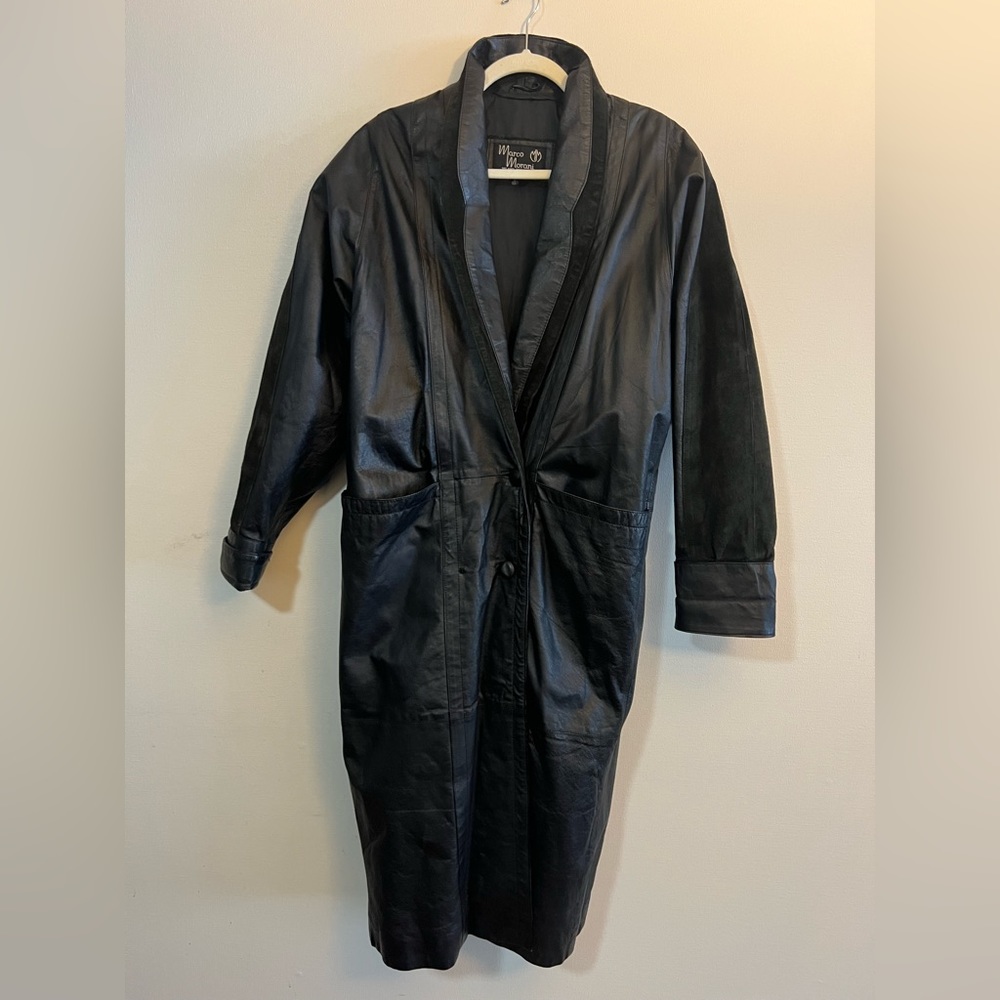 NWOT Vintage Marco Morani New York Leather Trench Coat Small Size
